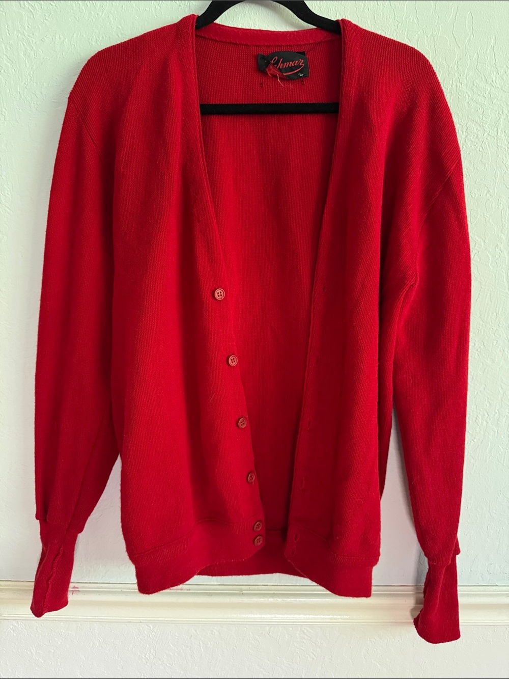 Vintage Red Lahmar Cardigan Oversized Eclectic Grandpa Core Large
